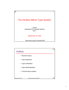 The Hindley- Milner Type System Outline