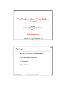 The Hindley- Milner Type System ( Outline