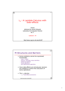 λ : A Lambda Calculus with Side-effects M-Structures and Barriers