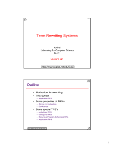 Term Rewriting Systems Outline