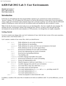 6.828 Fall 2012 Lab 3: User Environments Introduction