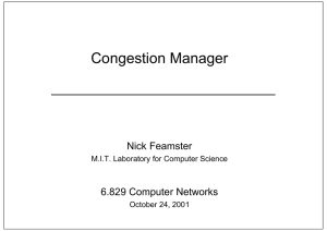 Congestion Manager Nick Feamster 6.829 Computer Networks M.I.T. Laboratory for Computer Science
