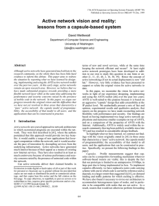 Active network vision and reality: lessons from a capsule-based system David Wetherall (