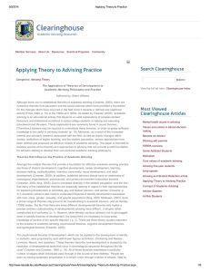 Applying Theory to Advising Practice Search Clearinghouse