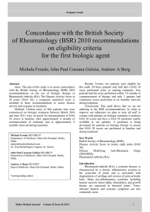 Concordance with the British Society of Rheumatology (BSR) 2010 recommendations