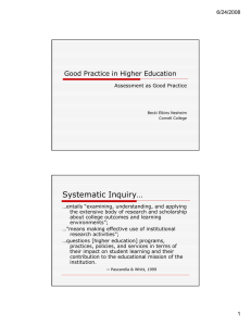 Systematic Inquiry… Good Practice in Higher Education g 6/24/2008