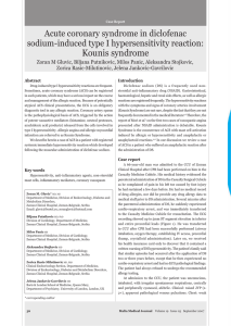 Kounis syndrome Acute coronary syndrome in diclofenac sodium-induced type I hypersensitivity reaction: