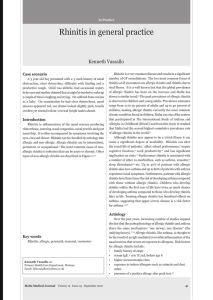 Rhinitis in general practice Kenneth Vassallo Case scenario