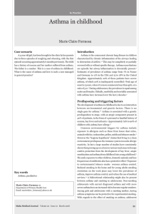 Asthma in childhood Marie Claire Formosa Case scenario Introduction