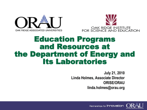 Education Programs and Resources at the Department of Energy and Its Laboratories
