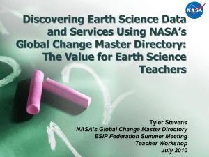 Discovering Earth Science Data and Services Using NASA’s Global Change Master Directory: