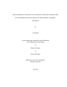 METACOGNITION: THE EFFECTS OF COGNITIVE STRATEGY INSTRUCTION