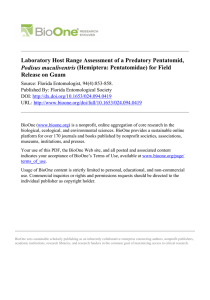 Laboratory Host Range Assessment of a Predatory Pentatomid, Release on Guam