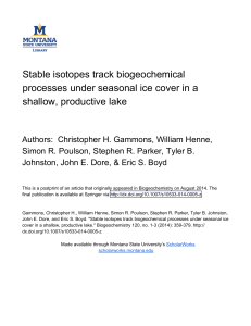 Stable isotopes track biogeochemical processes under seasonal ice cover in a