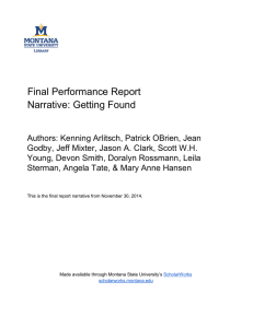 Final Performance Report Narrative: Getting Found