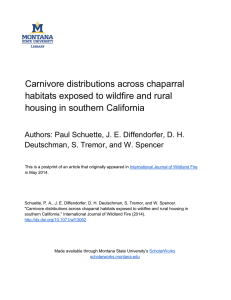 Carnivore distributions across chaparral habitats exposed to wildfire and rural
