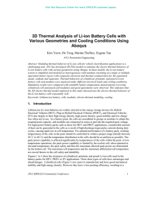 3D Thermal Analysis of Li-ion Battery Cells with Abaqus