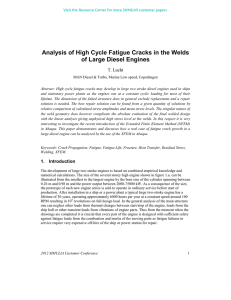 Analysis of High Cycle Fatigue Cracks in the Welds T. Lucht