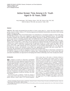 Active Screen Time Among U.S. Youth Aged 9–18 Years, 2009