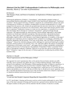 Abstract List for EMU Undergraduate Conference in Philosophy 2016