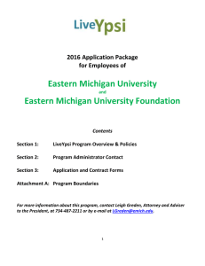 Eastern Michigan University Eastern Michigan University Foundation  2016 Application Package