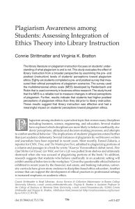 Plagiarism Awareness among Students: Assessing Integration of Ethics Theory into Library Instruction