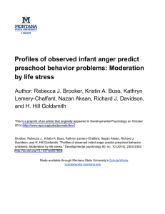 Profiles of observed infant anger predict preschool behavior problems: Moderation