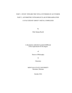 PART 1: STUDY TOWARD THE TOTAL SYNTHESIS OF ACUTUMINE