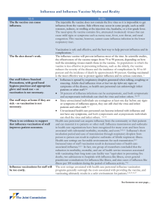 Influenza and Influenza Vaccine Myths and Reality