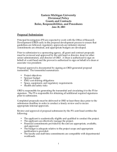Eastern Michigan University Divisional Policy Grants and Contracts Roles, Responsibilities, and Procedures