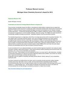 Professor Mannari receives Michigan Green Chemistry Governor's Award for 2012