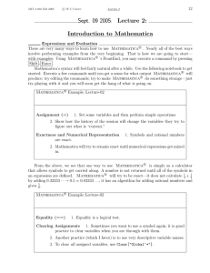 Sept.  09 2005 Lecture  2: Introduction  to  Mathematica