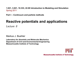 1.021, 3.021, 10.333, 22.00 Introduction to Modeling and Simulation Spring 2011