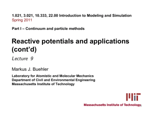 1.021, 3.021, 10.333, 22.00 Introduction to Modeling and Simulation Spring 2011