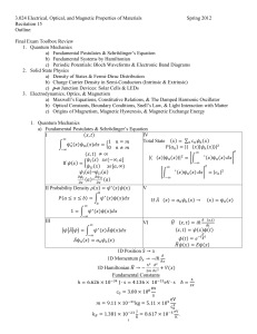 3.024 Electrical, Optical, and Magnetic Properties of Materials Spring 2012 Recitation 15 Outline: