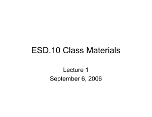 ESD.10 Class Materials Lecture 1 September 6, 2006