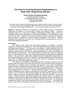 The Case for Evolving Systems Engineering as a