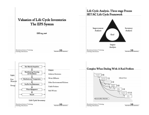 Valuation of Life Cycle Inventories The EPS System SETAC Life Cycle Framework