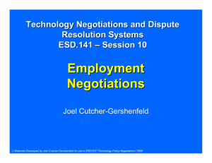 Employment Negotiations Technology Negotiations and Dispute Resolution Systems