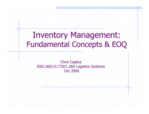 Inventory Management: Fundamental Concepts &amp; EOQ Chris Caplice ESD.260/15.770/1.260 Logistics Systems