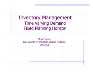 Inventory Management Time Varying Demand Fixed Planning Horizon Chris Caplice