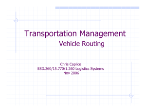 Transportation Management Vehicle Routing Chris Caplice ESD.260/15.770/1.260 Logistics Systems