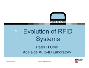 Evolution of RFID Systems Peter H Cole Adelaide Auto-ID Laboratory