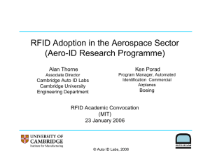 RFID Adoption in the Aerospace Sector (Aero-ID Research Programme) Alan Thorne Ken Porad