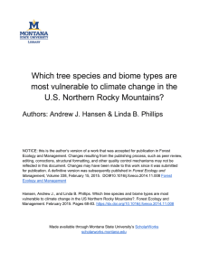 Which tree species and biome types are U.S. Northern Rocky Mountains?