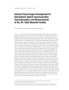 Infrared Cloud Imager Development for Atmospheric Optical Communication Characterization, and Measurements