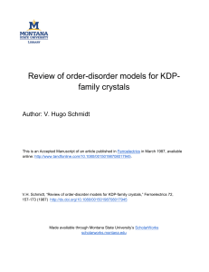 Review of order-disorder models for KDP- family crystals Author: V. Hugo Schmidt