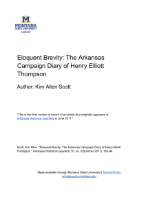Eloquent Brevity: The Arkansas Campaign Diary of Henry Elliott Thompson