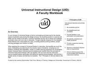 Universal Instructional Design (UID): A Faculty Workbook  An Overview