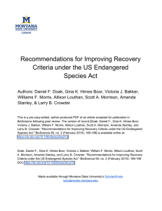 Recommendations for Improving Recovery Criteria under the US Endangered Species Act